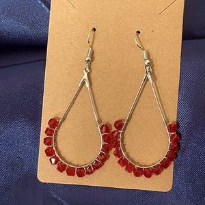 Handmade Earrings. Color red.